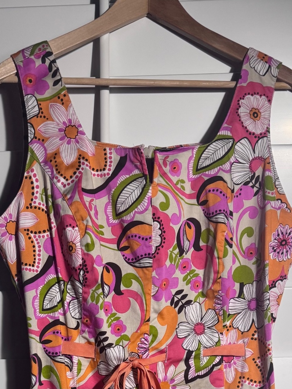 Vintage 2006 Floral Dress with Vibrant Retro 1960s Mod Flare - 97% cotton